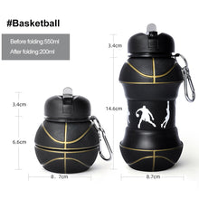 Load image into Gallery viewer, Outdoor Sports Spherical Silicone Folding Kettle Sport Ball Soccer Basketball Baseball Tennis Water Bottle Portable Fall And Leak Proof Children's Water Bottle

