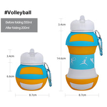 Load image into Gallery viewer, Outdoor Sports Spherical Silicone Folding Kettle Sport Ball Soccer Basketball Baseball Tennis Water Bottle Portable Fall And Leak Proof Children's Water Bottle
