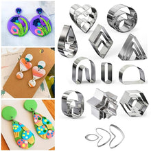 Load image into Gallery viewer, 30pcs Stainless Steel Polymer Clay Earring Cutters Handmade DIY Craft Earring Jewelry Making Cutter
