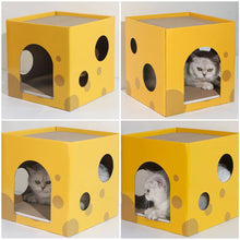 Load image into Gallery viewer, Cheese Cat Scratch Board Bed House Cat Double Layer Pet Cat House for Indoor Paper Board Cat Condo Corrugated Paper Cat Scratcher Toys
