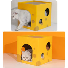 Load image into Gallery viewer, Cheese Cat Scratch Board Bed House Cat Double Layer Pet Cat House for Indoor Paper Board Cat Condo Corrugated Paper Cat Scratcher Toys
