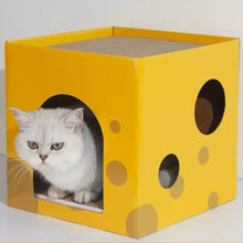 Load image into Gallery viewer, Cheese Cat Scratch Board Bed House Cat Double Layer Pet Cat House for Indoor Paper Board Cat Condo Corrugated Paper Cat Scratcher Toys
