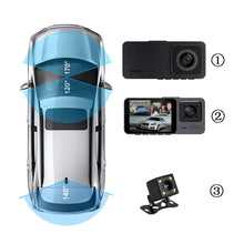 Load image into Gallery viewer, Car DVR 3 Camera Car Video Recorder 3 in 1 FHD 1080P Dash cam Rear View Camera with Rear lens Night Vision For Truck Tax Uber
