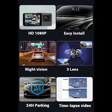 Load image into Gallery viewer, Car DVR 3 Camera Car Video Recorder 3 in 1 FHD 1080P Dash cam Rear View Camera with Rear lens Night Vision For Truck Tax Uber
