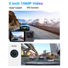 Load image into Gallery viewer, Car DVR 3 Camera Car Video Recorder 3 in 1 FHD 1080P Dash cam Rear View Camera with Rear lens Night Vision For Truck Tax Uber

