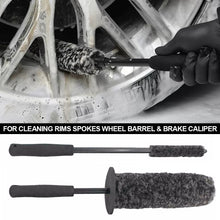 Load image into Gallery viewer, Car Fiber Brush Grey Microfiber Premium Wheels Brush With Non-Slip Handle For Cleaning Rims Spokes Wheel Barrel &amp; Brake Caliper
