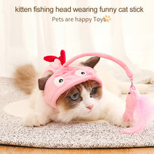 Load image into Gallery viewer, Cat Toys Cat Interactive Toys Kitten Fishing Headdres Hat Feathers Bait Fishing Head Covers Tease Pet Supplies Cat Accessories
