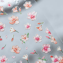Load image into Gallery viewer, Ten Mile Peach Blossom Flower Thin Tough Nail Enhancement Sticker Adhesive Back Adhesive Nail Art Sticker Nail Accessories
