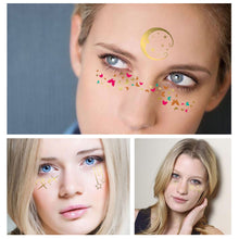 Load image into Gallery viewer, Gold Stamp Silver Tattoo Stickers Star Fashion Freckle Face Stickers Waterproof Temporary Body Art Party Tattoo Stickers
