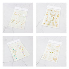 Load image into Gallery viewer, Gold Stamp Silver Tattoo Stickers Star Fashion Freckle Face Stickers Waterproof Temporary Body Art Party Tattoo Stickers
