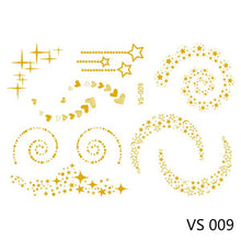 Load image into Gallery viewer, Gold Stamp Silver Tattoo Stickers Star Fashion Freckle Face Stickers Waterproof Temporary Body Art Party Tattoo Stickers
