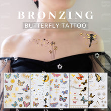 Load image into Gallery viewer, Gold Stamping Tattoo Sticker Colorful Butterfly Metal Tattoo Sticker Fashion Women Cartoon Waterproof Body Art Tattoo Sticker
