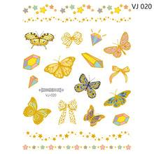 Load image into Gallery viewer, Gold Stamping Tattoo Sticker Colorful Butterfly Metal Tattoo Sticker Fashion Women Cartoon Waterproof Body Art Tattoo Sticker
