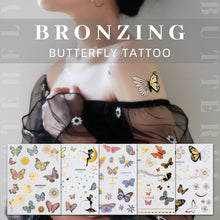 Load image into Gallery viewer, Gold Stamping Tattoo Sticker Colorful Butterfly Metal Tattoo Sticker Fashion Women Cartoon Waterproof Body Art Tattoo Sticker
