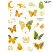 Load image into Gallery viewer, Gold Stamping Tattoo Sticker Colorful Butterfly Metal Tattoo Sticker Fashion Women Cartoon Waterproof Body Art Tattoo Sticker
