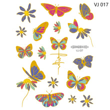Load image into Gallery viewer, Gold Stamping Tattoo Sticker Colorful Butterfly Metal Tattoo Sticker Fashion Women Cartoon Waterproof Body Art Tattoo Sticker

