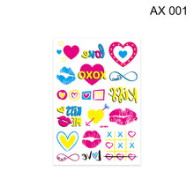 Load image into Gallery viewer, Fluorescent Love Graffiti Flower Arm Face Tattoo Sticker Waterproof Lover Lip Print Arm Sweatproof Tattoo Stickers
