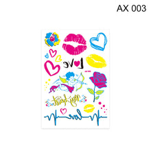 Load image into Gallery viewer, Fluorescent Love Graffiti Flower Arm Face Tattoo Sticker Waterproof Lover Lip Print Arm Sweatproof Tattoo Stickers
