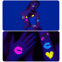 Load image into Gallery viewer, Fluorescent Love Graffiti Flower Arm Face Tattoo Sticker Waterproof Lover Lip Print Arm Sweatproof Tattoo Stickers

