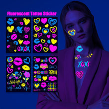 Load image into Gallery viewer, Fluorescent Love Graffiti Flower Arm Face Tattoo Sticker Waterproof Lover Lip Print Arm Sweatproof Tattoo Stickers
