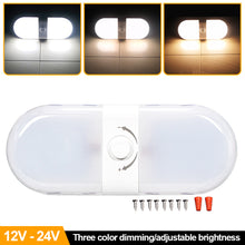 Load image into Gallery viewer, 12-24V 180 LEDs Car RV Light Automobile Lamp with 3 Colors Stepless Dimmable Brightness Adjustable Trailer Ceiling Lighting
