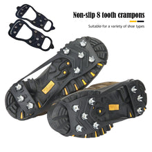 Load image into Gallery viewer, 1 Pair Snow Ice Climbing Crampons Outdoor Non-Slip 8 Teeth Light Snow Grab Shoe Nails Protection Shoe Cover
