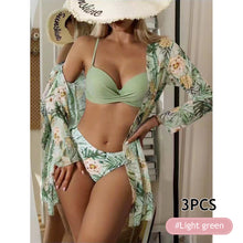 Load image into Gallery viewer, Three-Point Low Waist Gathering Style Bikini Suit Sexy Small Fresh Style Swimsuit Set-3PCS
