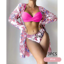 Load image into Gallery viewer, Three-Point Low Waist Gathering Style Bikini Suit Sexy Small Fresh Style Swimsuit Set-3PCS
