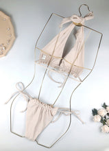 Load image into Gallery viewer, 2023 New Neck Hanging Solid Color Sexy Backless Bikini Split Body With Chest Pad Swimsuit Women
