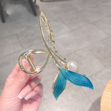 Load image into Gallery viewer, Exquisite Blue Fishtail Hairpin Fashion Temperamental Alloy Pearl Hair Clip Headdress Hair Accessories for Women
