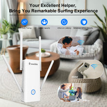 Load image into Gallery viewer, Full Gigabit Wireless WiFi Repeater AX1800 MU-MIMO WiFi 6 Mesh Range Extender Dual Band Wireless Signal Booster WPS AP

