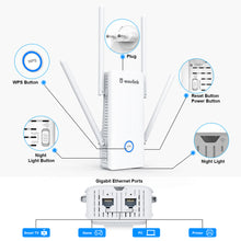 Load image into Gallery viewer, Full Gigabit Wireless WiFi Repeater AX1800 MU-MIMO WiFi 6 Mesh Range Extender Dual Band Wireless Signal Booster WPS AP
