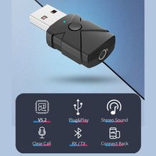 Load image into Gallery viewer, 5 in 1 Bluetooth Adapter For Speaker Headset Car Wireless Audio Receiver/Transmitter Dual Function Bluetooth 5.2 USB Dongle
