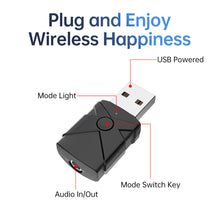 Load image into Gallery viewer, 5 in 1 Bluetooth Adapter For Speaker Headset Car Wireless Audio Receiver/Transmitter Dual Function Bluetooth 5.2 USB Dongle
