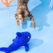 Load image into Gallery viewer, Jumping Lobster Cat Toys Interactive Electric Shark Toys Washable Cat Plush Toy With Catnip Vibration Sensor Cats Game Toy Kitten
