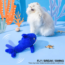 Load image into Gallery viewer, Jumping Lobster Cat Toys Interactive Electric Shark Toys Washable Cat Plush Toy With Catnip Vibration Sensor Cats Game Toy Kitten
