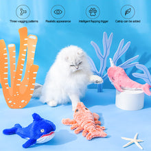 Load image into Gallery viewer, Jumping Lobster Cat Toys Interactive Electric Shark Toys Washable Cat Plush Toy With Catnip Vibration Sensor Cats Game Toy Kitten
