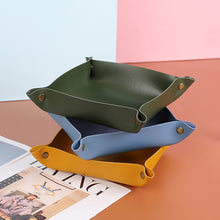 Load image into Gallery viewer, PU Leather Keychain Storage Tray Desktop Waterproof Storage Box Table Jewelry Organizing Tray Flat Mat
