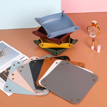 Load image into Gallery viewer, PU Leather Keychain Storage Tray Desktop Waterproof Storage Box Table Jewelry Organizing Tray Flat Mat
