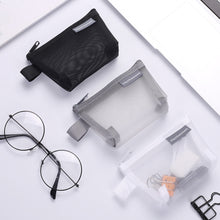 Load image into Gallery viewer, Simple Nylon Mesh Storage Bag Key Cards Storage Pouch with Zipper Thicken Travel Bags Office Stationary Case
