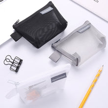 Load image into Gallery viewer, Simple Nylon Mesh Storage Bag Key Cards Storage Pouch with Zipper Thicken Travel Bags Office Stationary Case
