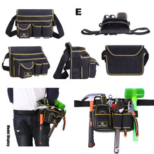 Load image into Gallery viewer, Multifunction Oxford Fabric Tools Bag Electricians Saddlebag Waterproof Canvas Hand Tools Wasit Bag Wrench Pliers Storage Bag
