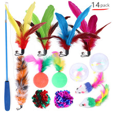 Load image into Gallery viewer, 11/14pcs Cat Teaser Wand with Replacement Pendant Pet Interactive Feather Toys Kitten Simulated Mouse Catching Toy Cats Daily Accessories
