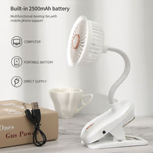 Load image into Gallery viewer, Portable Mini Hand Clip Fan USB Rechargeable Quiet Desktop Electric Fan High Quality Student Dormitory Small Cooling Fan
