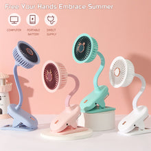 Load image into Gallery viewer, Portable Mini Hand Clip Fan USB Rechargeable Quiet Desktop Electric Fan High Quality Student Dormitory Small Cooling Fan
