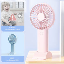 Load image into Gallery viewer, Portable USB Chargeable Mini Fan Handheld Fans with Base Summer Outdoor 3 Speed Adjustable Hand Hold Fan with Phone Holder
