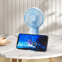Load image into Gallery viewer, Portable USB Chargeable Mini Fan Handheld Fans with Base Summer Outdoor 3 Speed Adjustable Hand Hold Fan with Phone Holder
