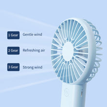 Load image into Gallery viewer, Portable USB Chargeable Mini Fan Handheld Fans with Base Summer Outdoor 3 Speed Adjustable Hand Hold Fan with Phone Holder
