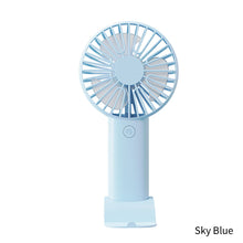 Load image into Gallery viewer, Portable USB Chargeable Mini Fan Handheld Fans with Base Summer Outdoor 3 Speed Adjustable Hand Hold Fan with Phone Holder
