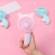 Load image into Gallery viewer, Cartoon Hand-Pressed Hand-Cranked Small Fan Dormitory Mini Student Portable Hand-Held Manual Children's Fan
